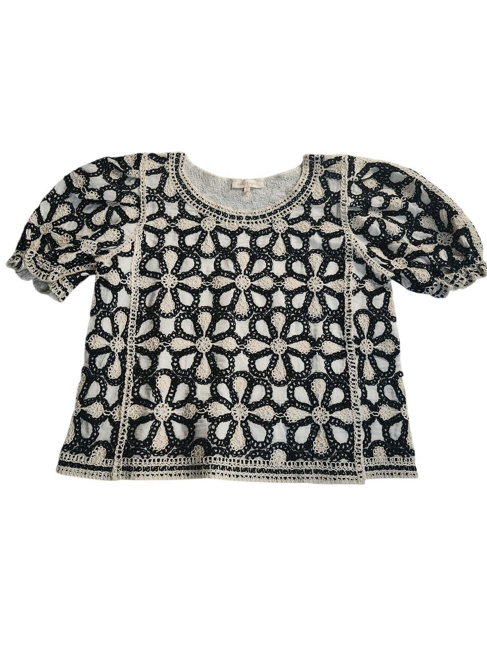 Solitaire Crochet Floral Knit Top Cottagecore Boho Chic - Small